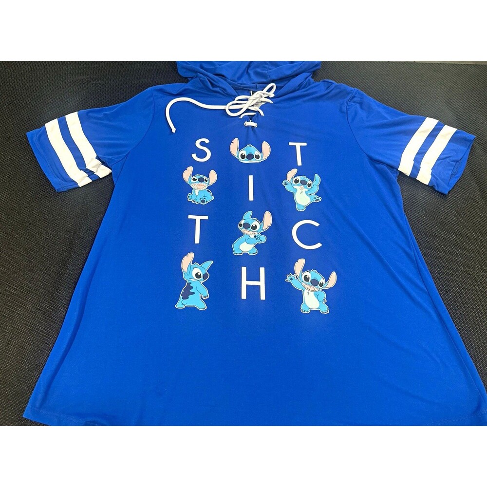 Disney Lilo & Stitch Stitch Blue Pullover Hooded Top Drawstring  XXL